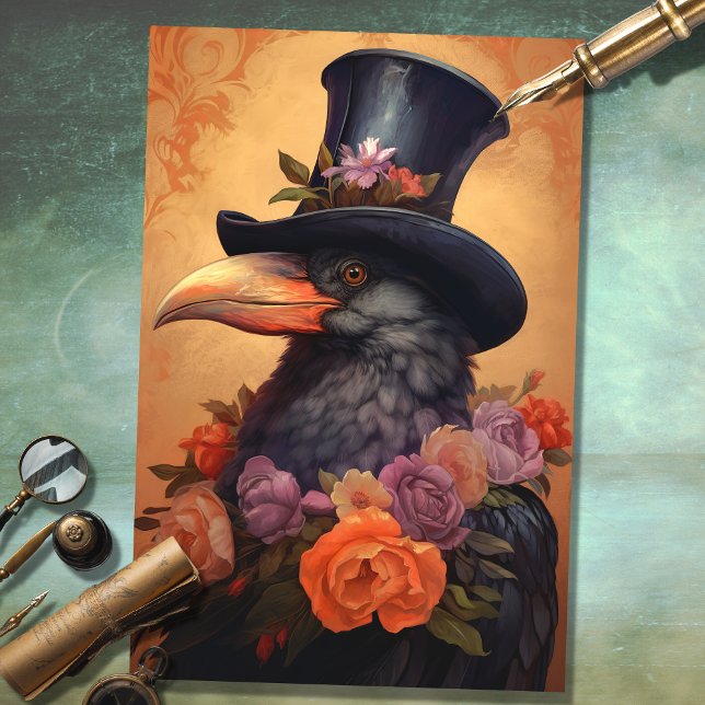 Raven with Top Hat 1 Decoupage Paper (Creator Uploaded)
