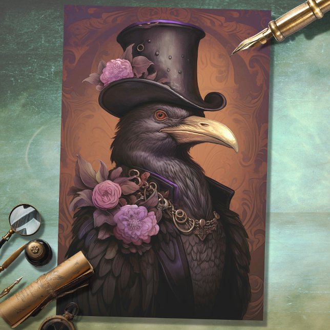 Raven with Top Hat 4 Decoupage Paper (Creator Uploaded)