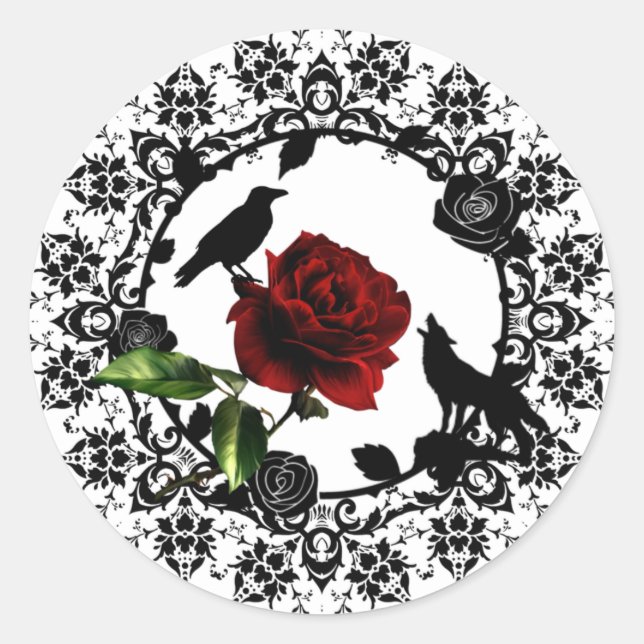 Raven Wolf Gothic Stickers (Front)