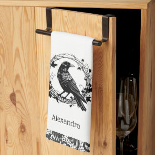 Raven Wreath Kitchen Towel
