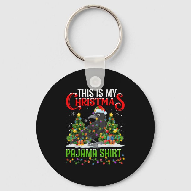 Raven Xmas Lights This Is My Christmas Pajama  Keychain (Front)