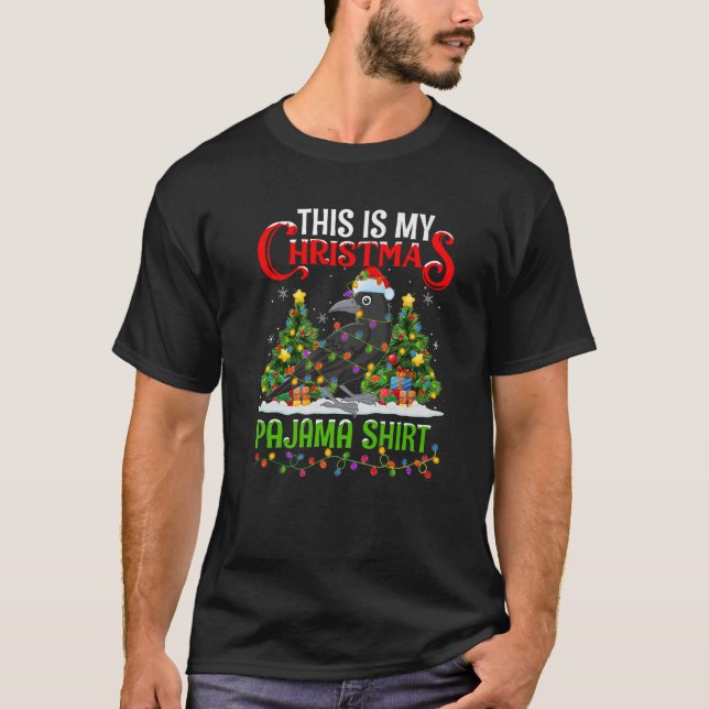 Raven Xmas Lights This Is My Christmas Pajama Prem T-Shirt (Front)