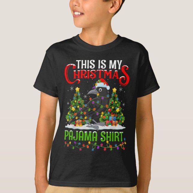 Raven Xmas Lights This Is My Christmas Pajama  T-Shirt (Front)