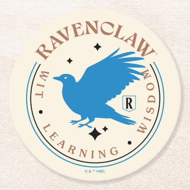 RAVENCLAW™ Blue Eagle House Pride Badge Round Paper Coaster (Front)
