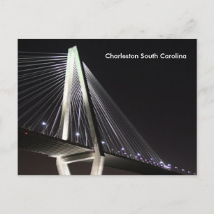 Ravenel Bridge at Night, Charleston SC, postcard