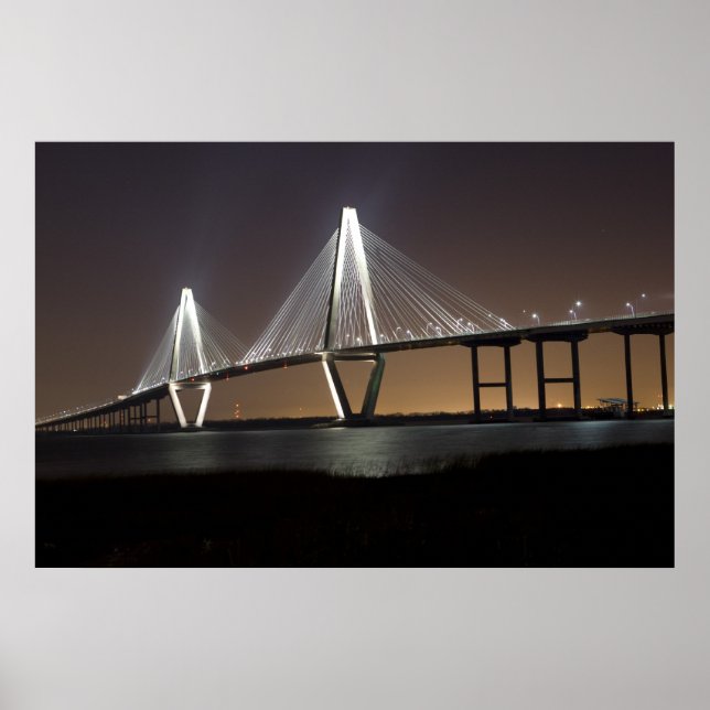 Ravenel Bridge At Night Poster (Front)