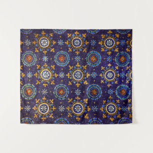 RAVENNA BYZANTINE MOSAICS,STARS,BLUE STARRY NIGHT TAPESTRY