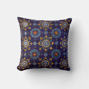 RAVENNA BYZANTINE MOSAICS,STARS,BLUE STARRY NIGHT THROW PILLOW