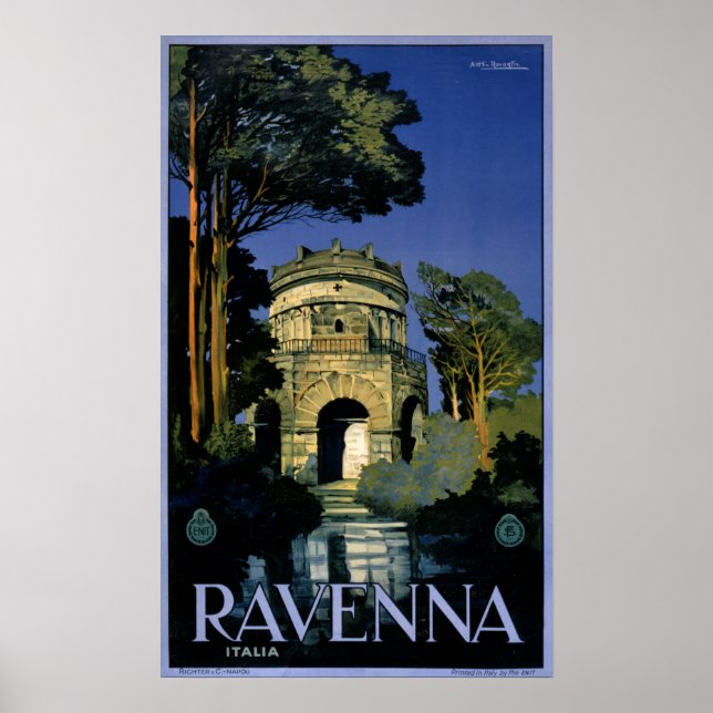 Ravenna Italia Vintage Travel Poster Restored (Front)