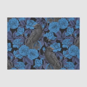 Ravens and  blue roses tissue paper