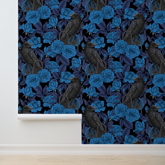 Ravens and  blue roses wallpaper (Application)