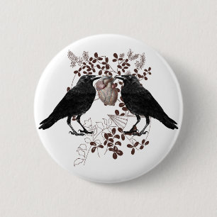 Ravens and Heart 2 Inch Round Button