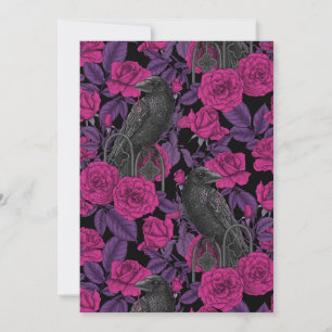 Ravens and pink roses