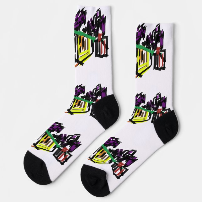Ravens and Pumpkin  Socks (Left)