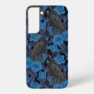 Ravens and roses with dark blue leaves samsung galaxy case