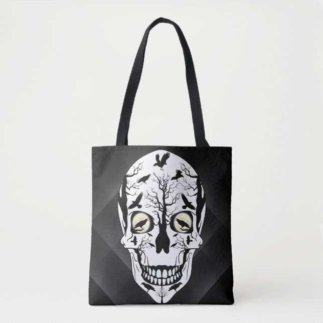 Ravens and Skull Bag - Black Ravens Fantasy Skull (Front)