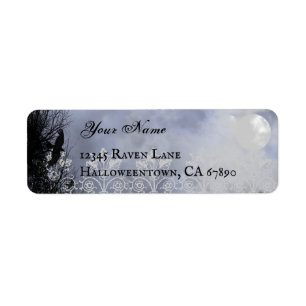Ravens Blue Full Moon Editable Return Address