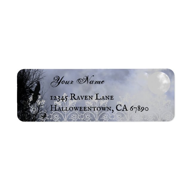Ravens Blue Full Moon Editable Return Address (Front)
