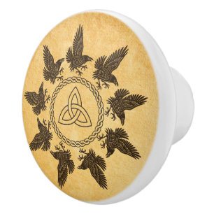 Ravens Circle Dance Ceramic Knob