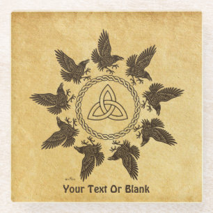 Ravens Circle Dance Glass Coaster