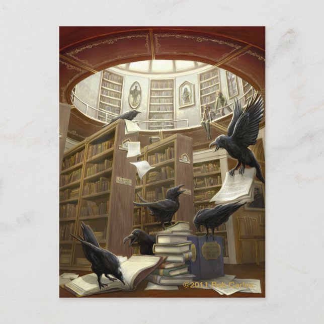 Ravens dans la carte postale de la bibliothèque (Devant)