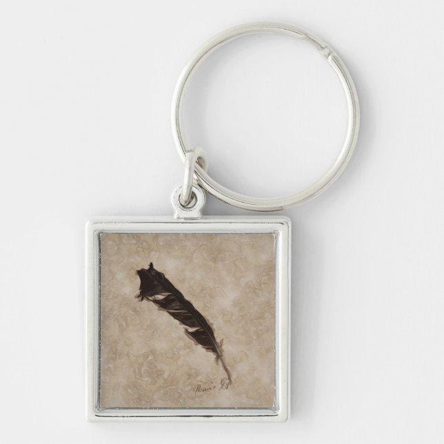Raven's Feather Bird-lover Crow design Keychain (Front)
