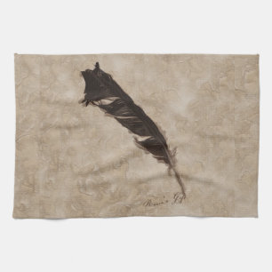 Raven's Feather Bird-lover Crow design Kitchen Towel