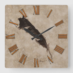 Raven's Feather Bird-lover Crow design Square Wall Clock