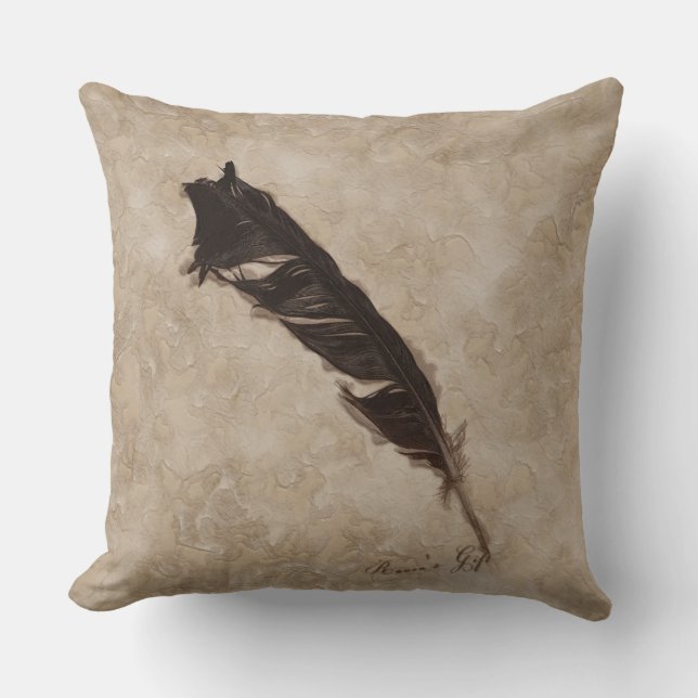 Raven's Feather Bird-lover Crow design Throw Pillow (Front)