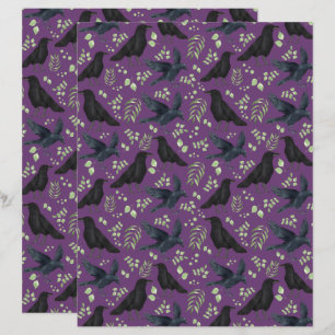 Ravens Goth Halloween Scrapbook Paper in Purple