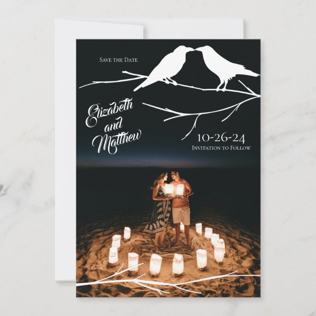 Ravens Gothic Wedding Save the Date  Invitation (Front)