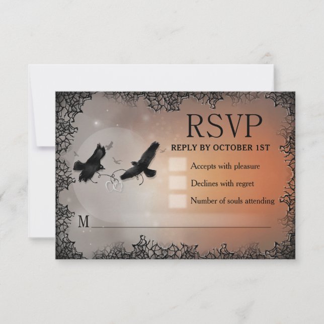 Ravens Halloween RSVP 3.5x5 Matching Reply Card (Front)