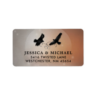 Ravens & Hearts Halloween Wedding Address Label