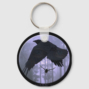 "RAVENS IN THE MIST" Fantasy Art Key-chain Keychain