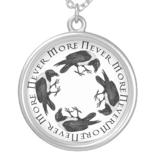 Ravens Never More Silver Plated Necklace