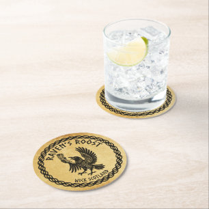 Raven's Roost Pub Wick Scotland Round Paper Coaster