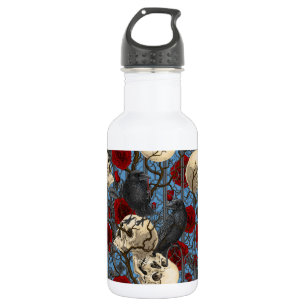 Raven's secret. Dark and moody gothic illustration 532 Ml Water Bottle