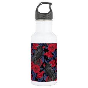 Raven's secret. Dark and moody gothic illustration 532 Ml Water Bottle