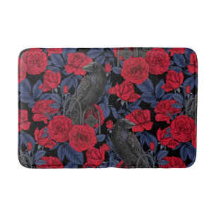 Raven's secret. Dark and moody gothic illustration Bath Mat