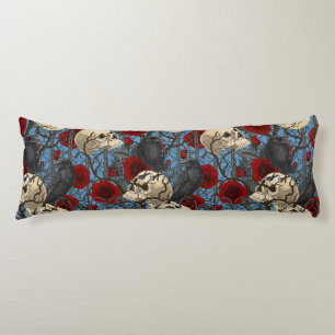 Raven's secret. Dark and moody gothic illustration Body Pillow