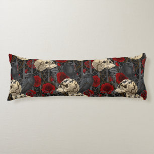 Raven's secret. Dark and moody gothic illustration Body Pillow