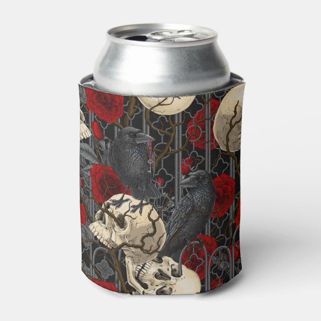 Raven's secret. Dark and moody gothic illustration Can Cooler (Can Front)