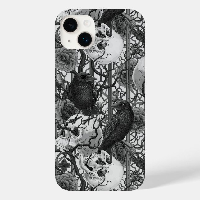 Raven's secret. Dark and moody gothic illustration Case-Mate iPhone Case (Back)