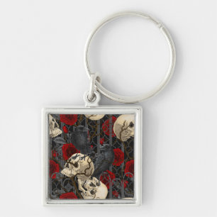 Raven's secret. Dark and moody gothic illustration Keychain