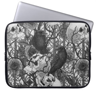 Raven's secret. Dark and moody gothic illustration Laptop Sleeve