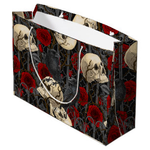 Raven's secret. Dark and moody gothic illustration Large Gift Bag