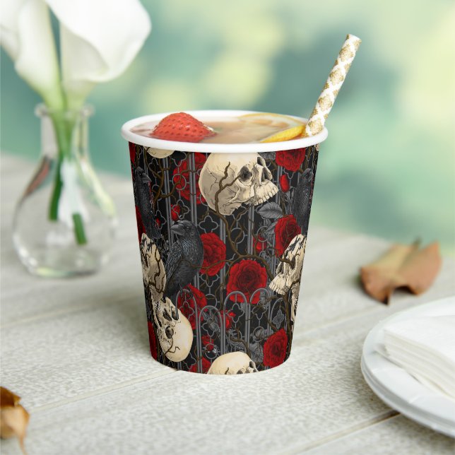 Raven's secret. Dark and moody gothic illustration Paper Cups (Insitu)