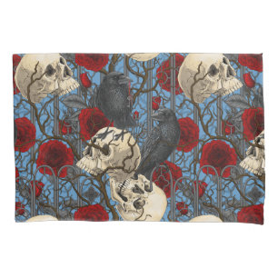 Raven's secret. Dark and moody gothic illustration Pillowcase
