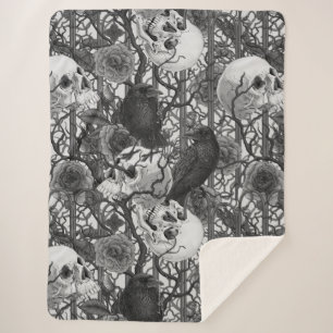 Raven's secret. Dark and moody gothic illustration Sherpa Blanket