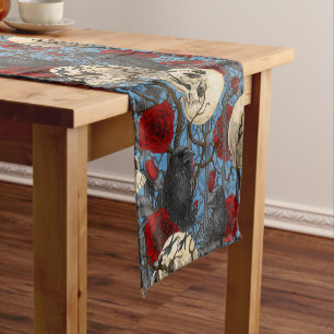 Raven's secret. Dark and moody gothic illustration Short Table Runner